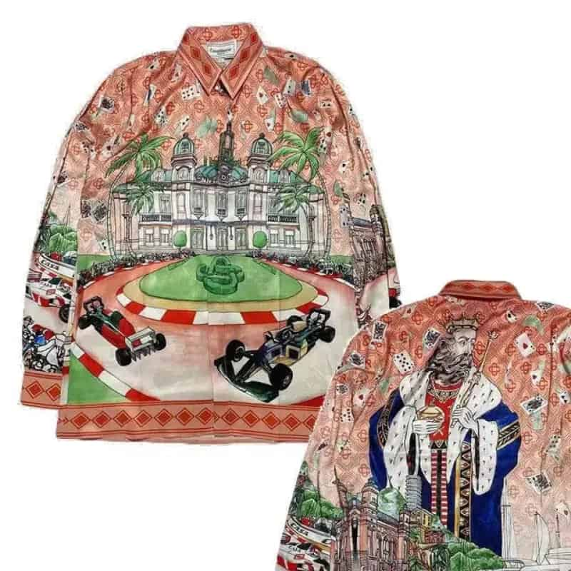 Multi Color Graphics Long Sleeve Silk