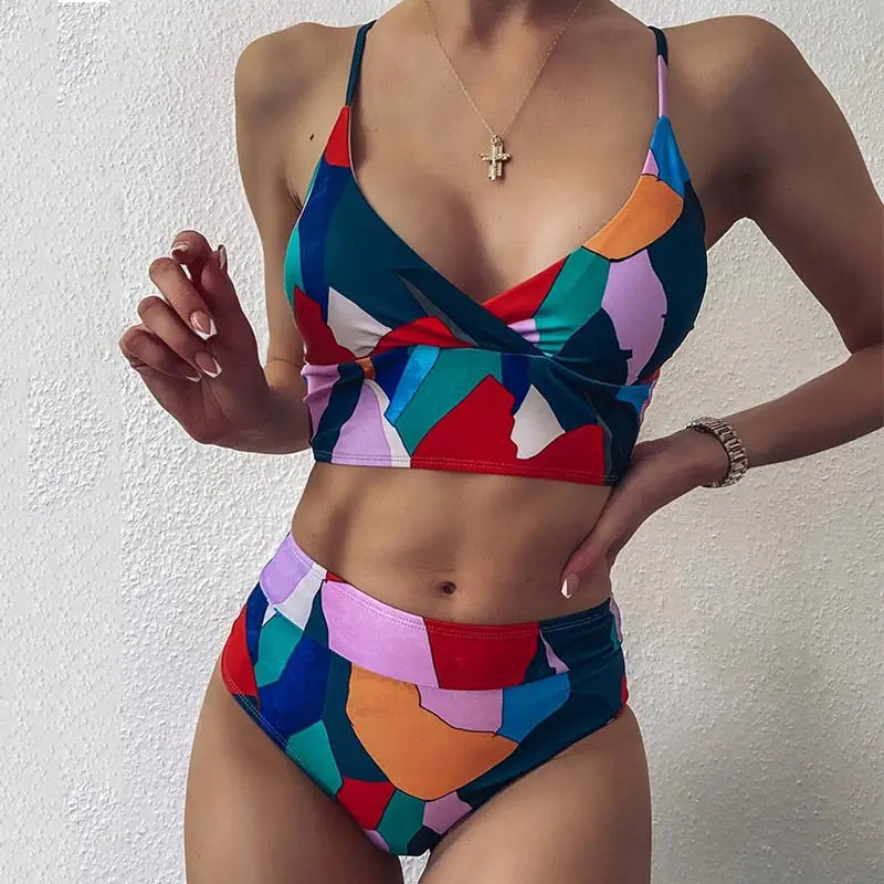 Multi-color High Waist Bikini