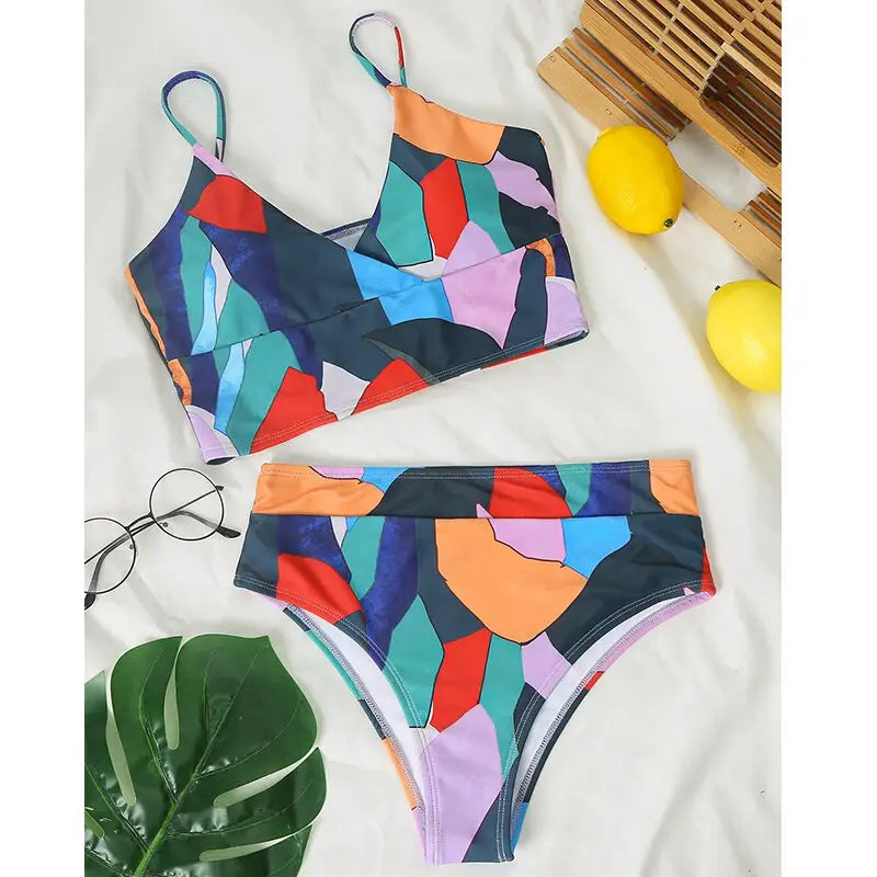 Zikini Color Multi-color High Waist Bikini - UrbanWearOutsiders