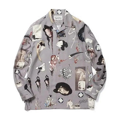 Multi Graphic Print Long Sleeve Shirt