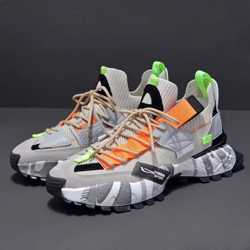 Multicolor Aesthetic Chunky Lace Up Sneakers Euro Size