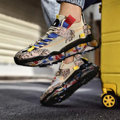 Multicolor Marble Platform Lace Up Sneakers Euro Size