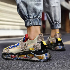 Multicolor Marble Platform Lace Up Sneakers Euro Size