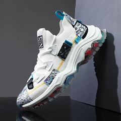 Multicolor Marble Platform Lace Up Sneakers Euro Size White