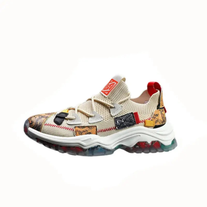 Multicolor Marble Platform Lace Up Sneakers Euro Size