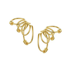 Multilayer Circle Ear Cuff Clip On Earrings - Gold