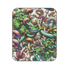Mushroom and Frogs Picnic Blanket Forest Design 61’’ × 51’’