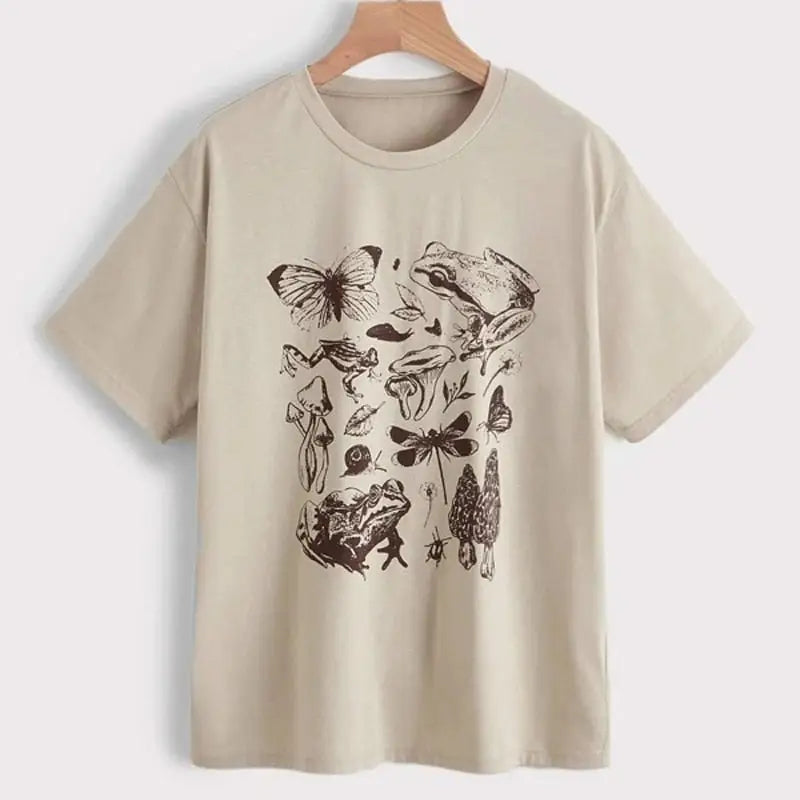 Mushroom Fan Club Retro Cute T Shirt White. / XS