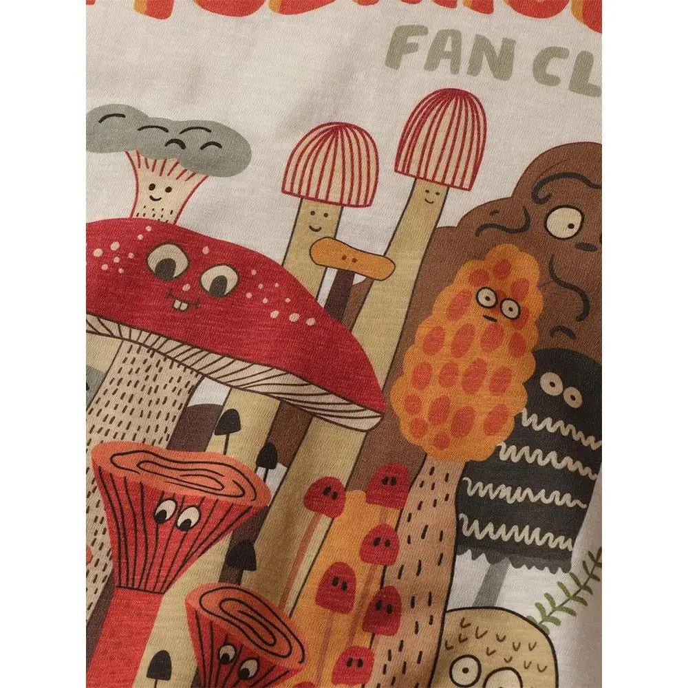 Mushroom Fan Club Retro T Shirt with Inches Shoulder Fit