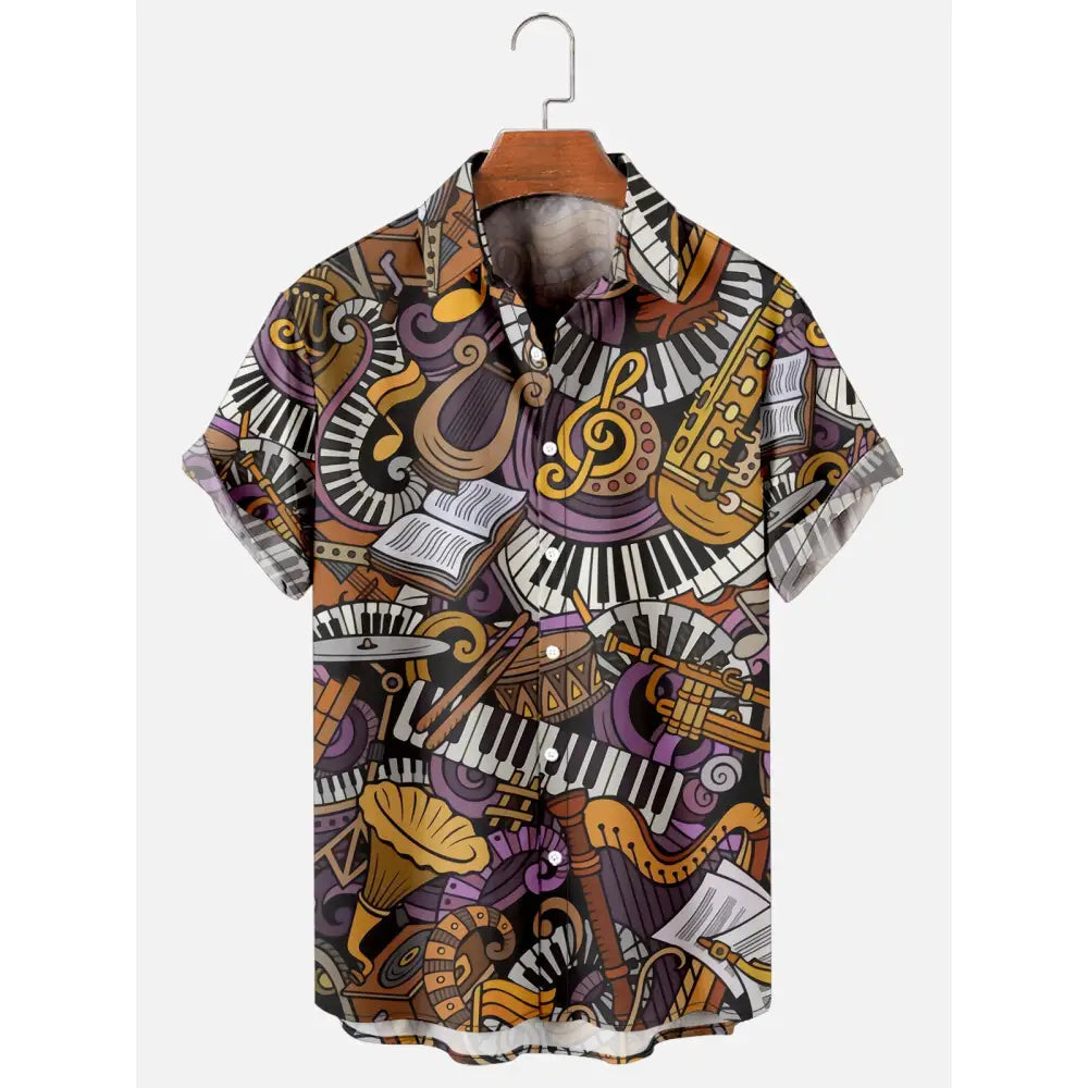 Musical Instruments Hawaiian Style Shirt - S - Shirts