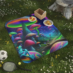 Mystical Frogs Picnic Blanket with Forest Design 61’’ × 51’’