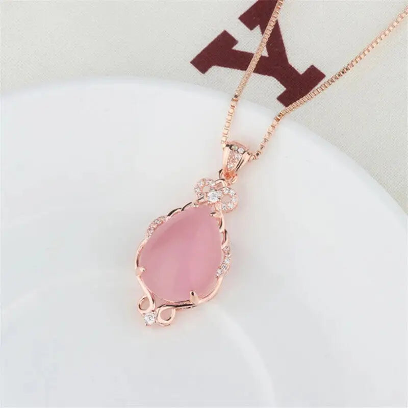 Natural Pink Rose Quartz Necklace for Everyday Wear