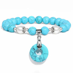 Natural Stone Donuts And Pendant Bracelet - Blue Howlite