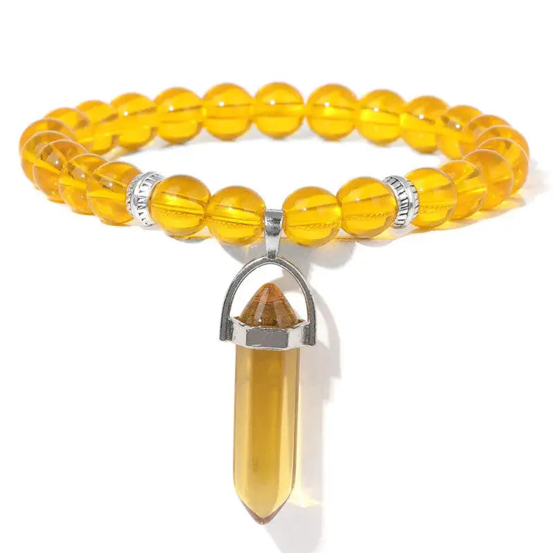 Natural Stone Donuts Pendant Bracelet Citrine / 17cm