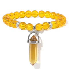Natural Stone Donuts Pendant Bracelet Citrine / 17cm