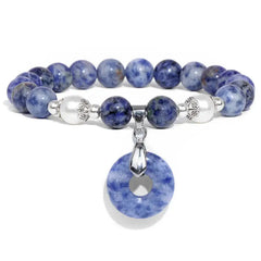 Natural Stone Donuts Pendant Bracelet Sodalite / 17cm