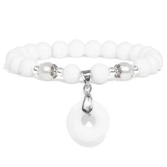 Natural Stone Donuts Pendant Bracelet White Porcelain / 17cm
