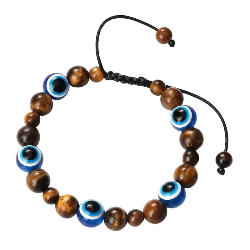 Natural Stones Blue Evil Eye Adjustable Bracelet