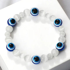Natural Stones Blue Evil Eye Adjustable Bracelet