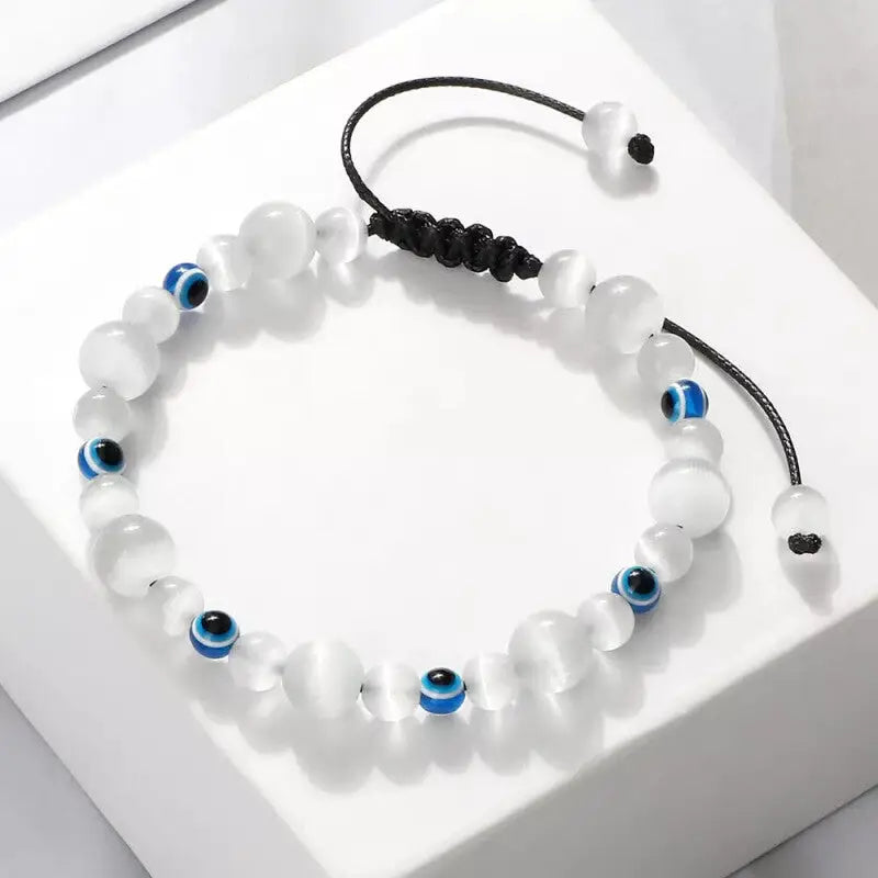 Natural Stones Blue Evil Eye Adjustable Bracelet Cristal
