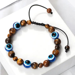 Natural Stones Blue Evil Eye Adjustable Bracelet Tiger 2