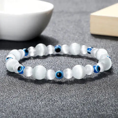 Natural Stones Blue Evil Eye Elastic Bracelet