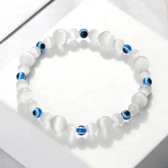 Natural Stones Blue Evil Eye Elastic Bracelet Cristal Quartz