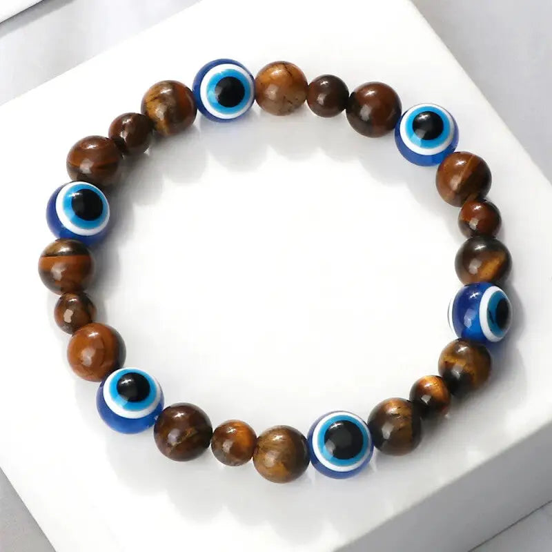 Natural Stones Blue Evil Eye Elastic Bracelets