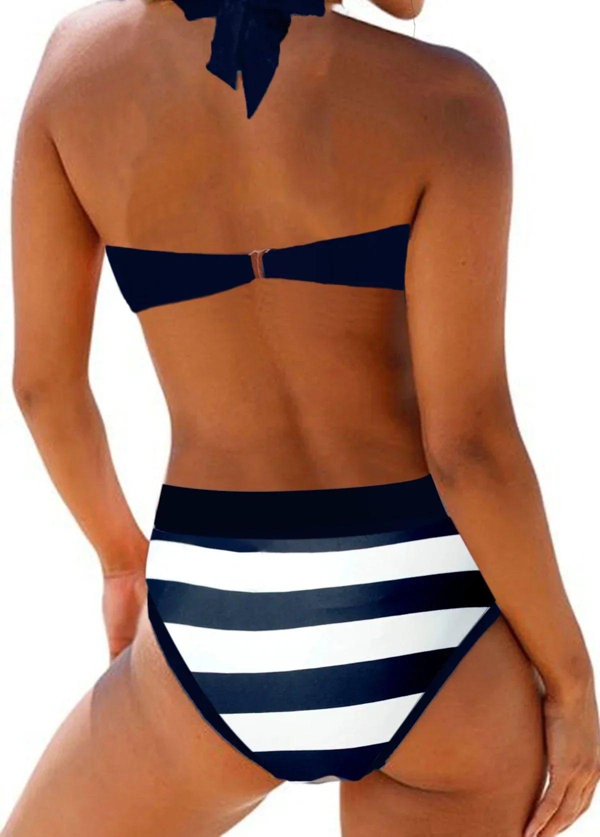Navy Striped Two-Piece Swimsuit for Women