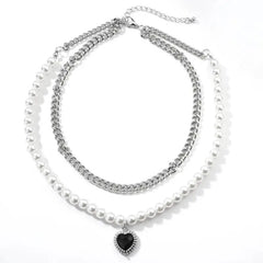 Necklace with Colorful Beads Pearls Butterfly Dangle Chain