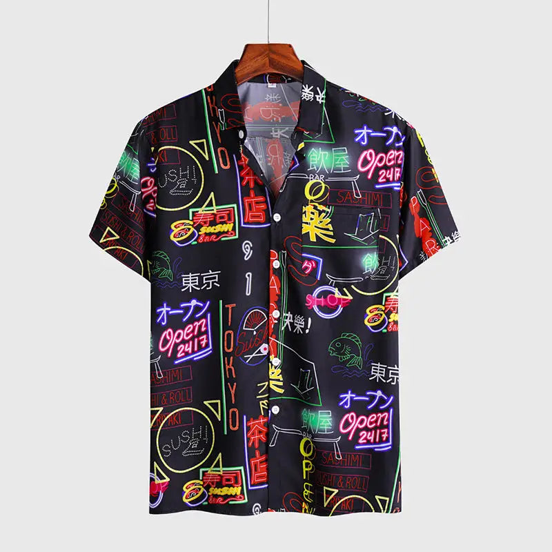 Neon Japanese Harajuku Shirt - Black / M - Shirts