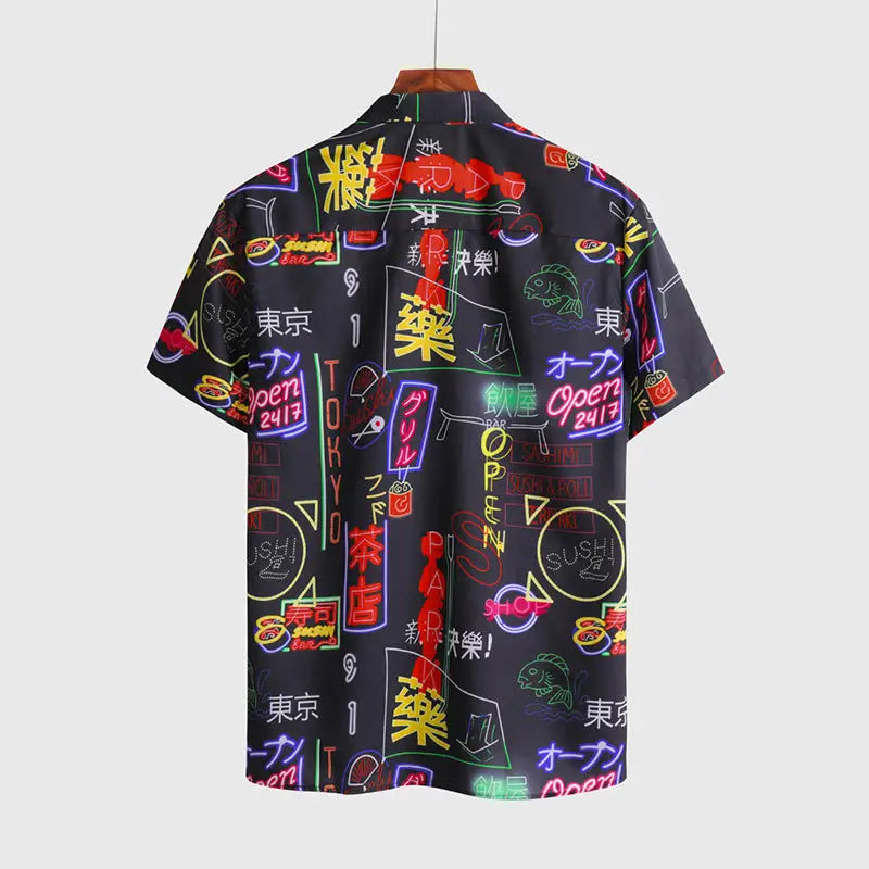 Neon Japanese Sushi Harajuku Shirt Short Sleeve