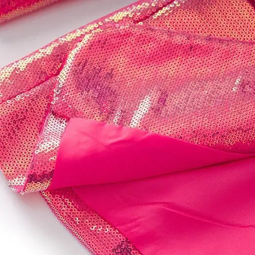 Neon Pink Sequin Turn Down Neck Blazer