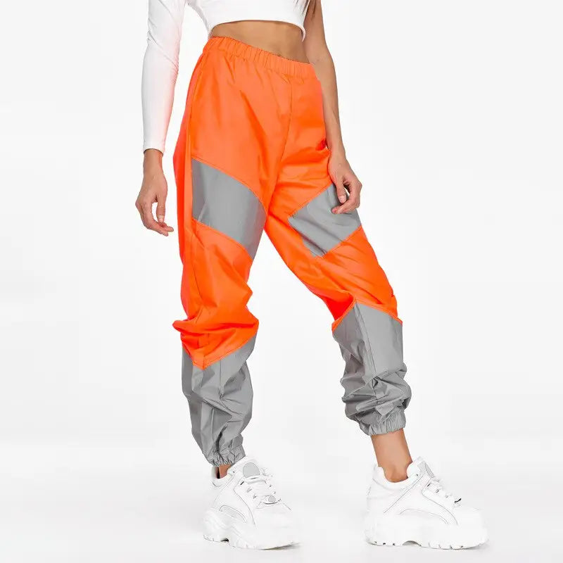 Neon Reflective Flared Baggy Sweatpants