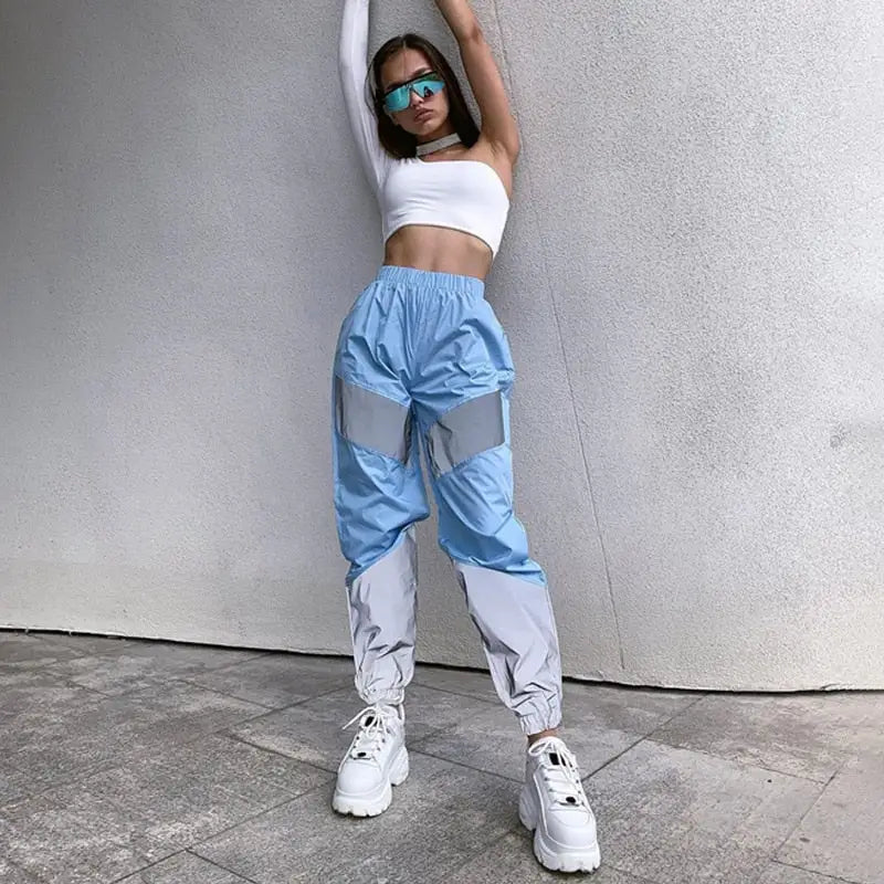 Neon Reflective Flared Baggy Sweatpants