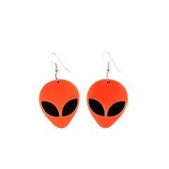 Neon Spaceship Alien Acrylic Drop Dangle Earrings