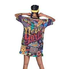 New York Graffiti Oversized Tee Dress - Oversize Women Shirt