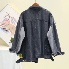 Newspaper Patchwork Denim Jacket