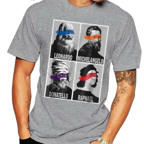 Ninja Artist Renaissance Graphic T-Shirt Grey / XXS