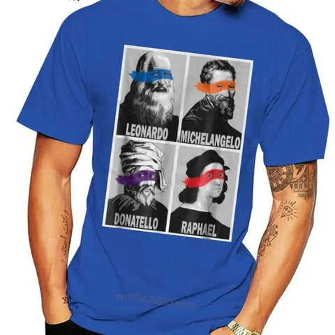 Ninja Artist Renaissance Graphic T-Shirt Sky Blue / XXS