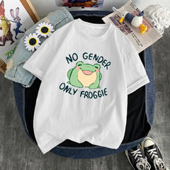 NO GENDER Only Froggie Aesthetic Printed T-shirt - White