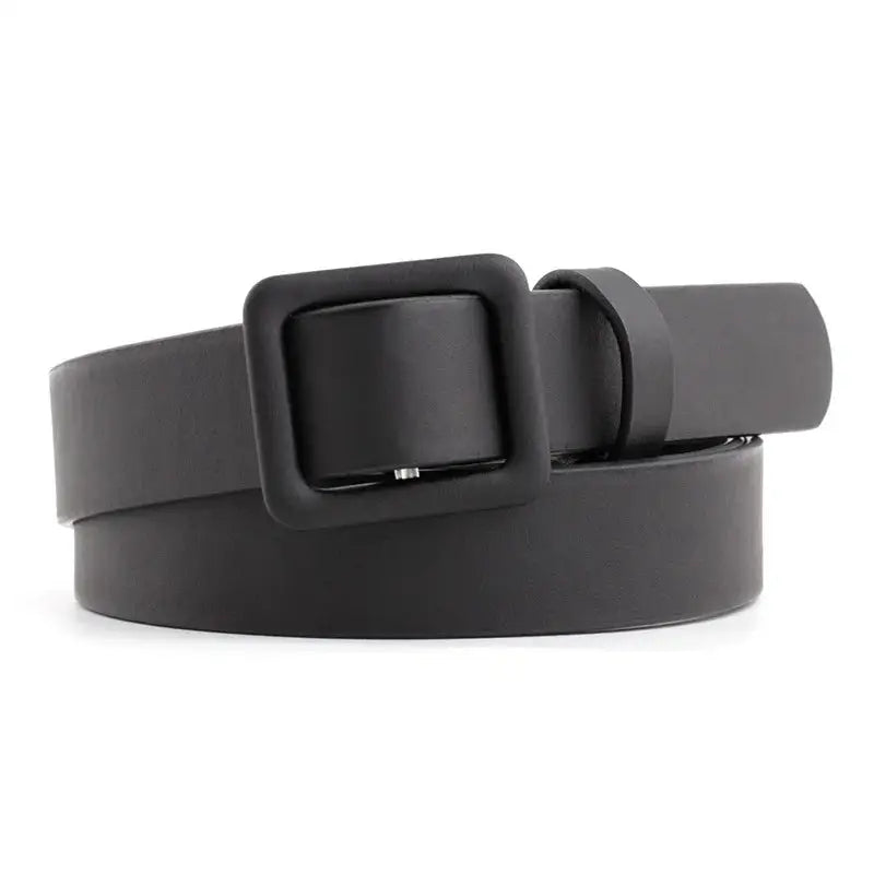 No Hole Waist Belt Solid Color Fashion Accessories - Black