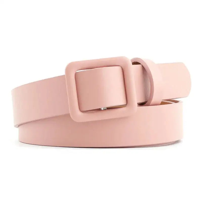 No Hole Waist Belt Solid Color Fashion Accessories - Pink