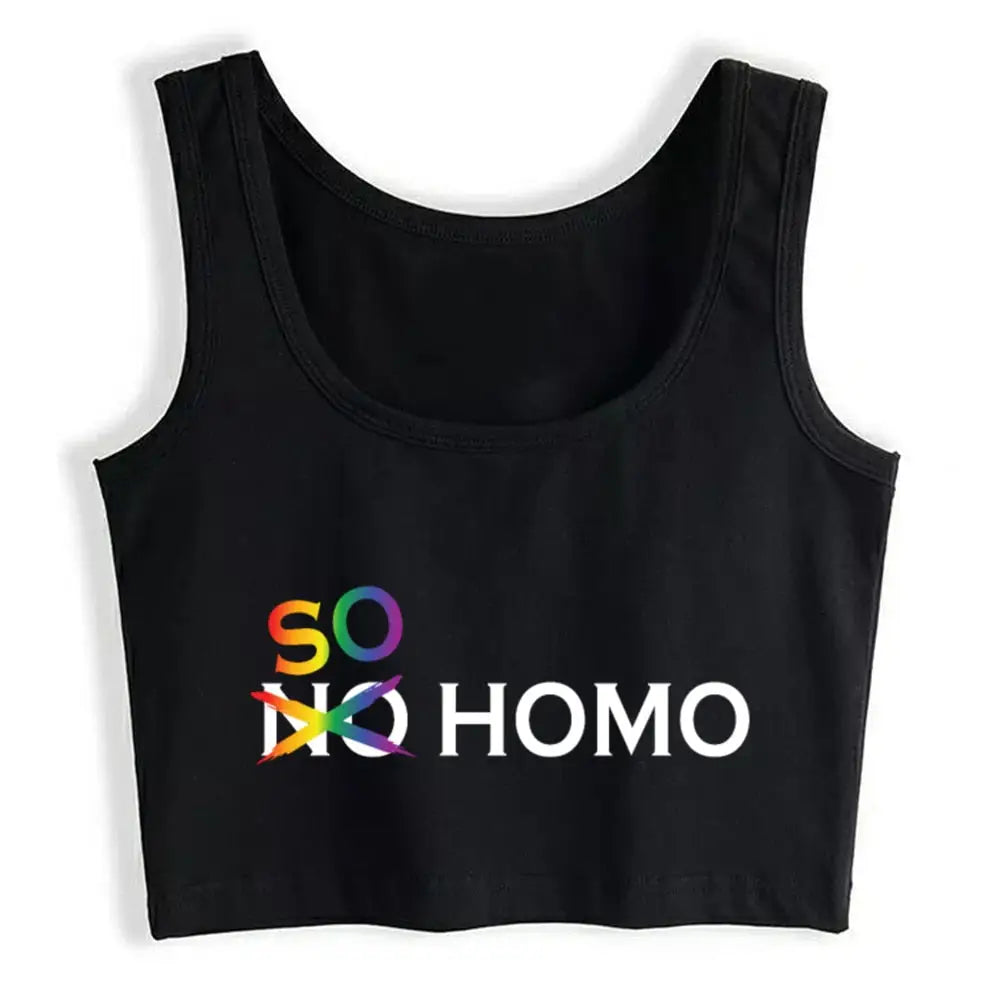 No Homo LGBTQ2S + Tank Crop Top - Black / S - crop top