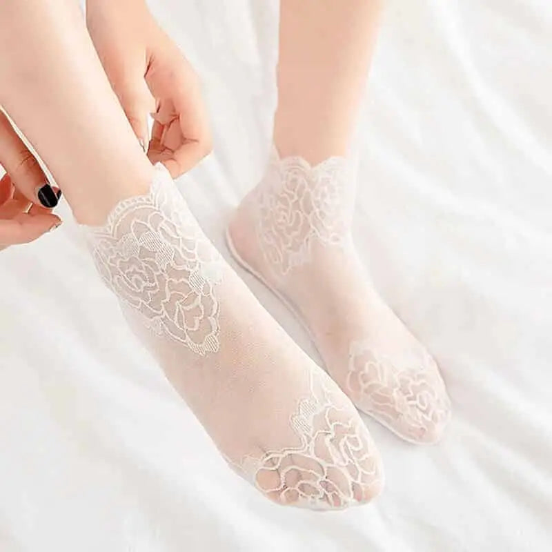 Non-slip Shallow Transparent Lace Invisible Socks
