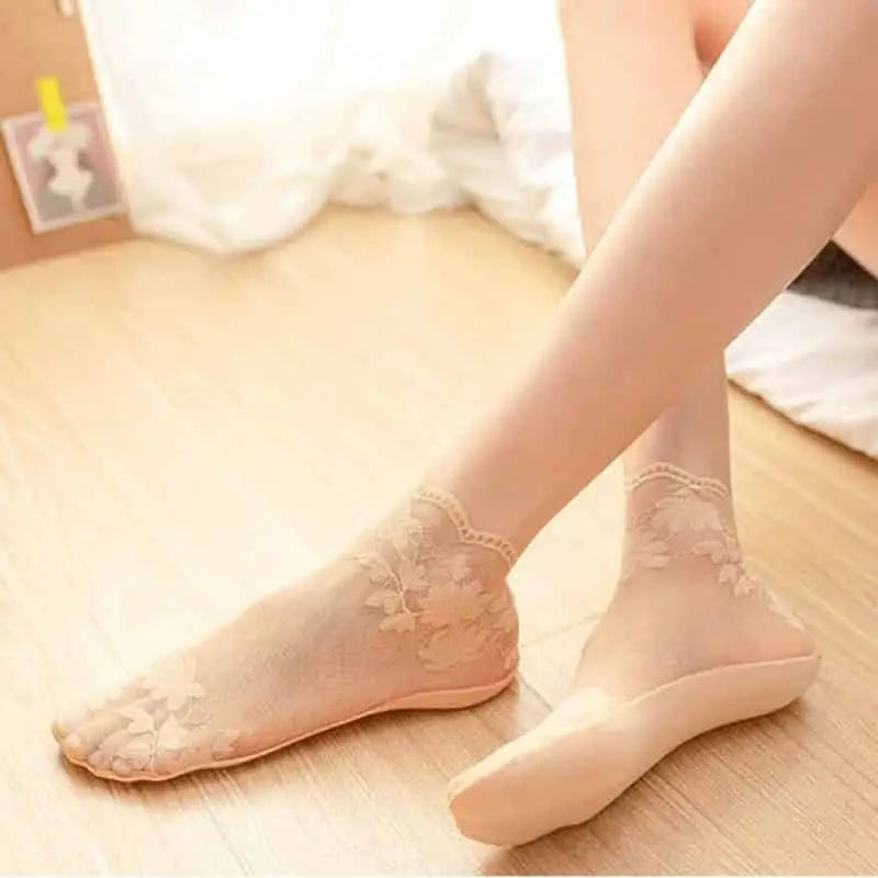 Non-slip Shallow Transparent Lace Invisible Socks - Skin