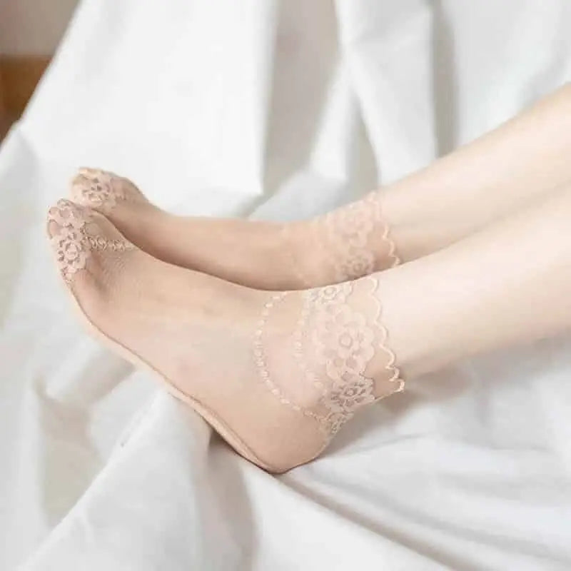Non-slip Shallow Transparent Lace Invisible Socks - XH-Skin