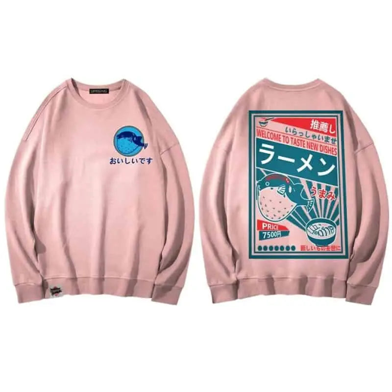 Noodle Dish Japanese Harajuku Sweatshirts - PINK / M