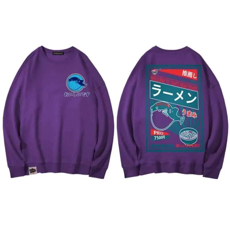 Noodle Dish Japanese Harajuku Sweatshirts - Purple / M