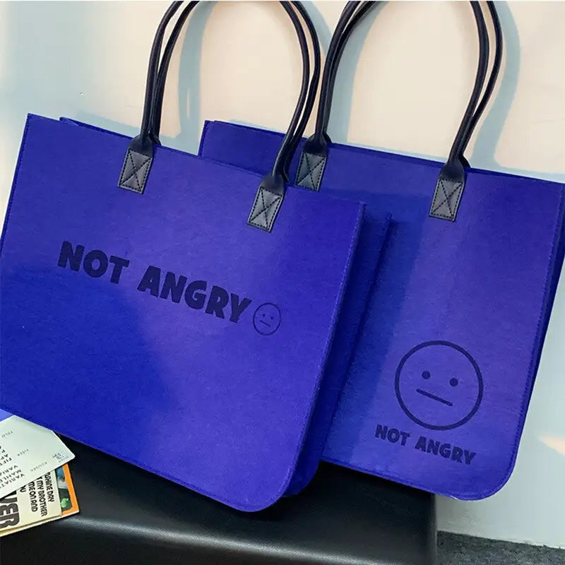 Not Angry Round Handle Bag Blue